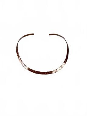 Handmade Hammered U Copper Brutalist Choker Necklace Open Collar Artisan Jewelry